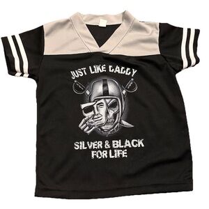 Las Vegas Raiders Nation Silver & Black for Life Jersey Black Mesh Youth Sz M